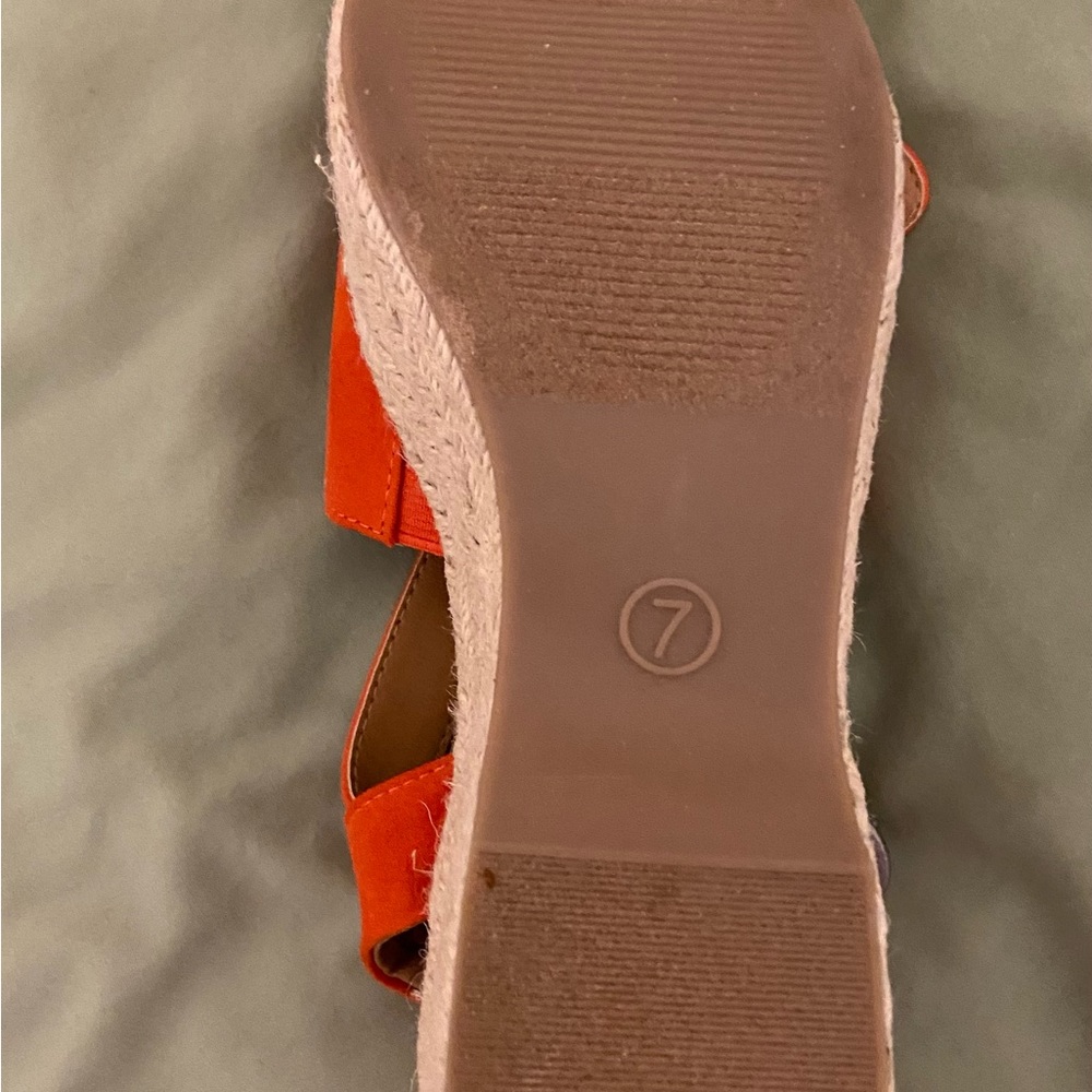 Orange Suede Platform Espadrille Sandals - Picture 4 of 5